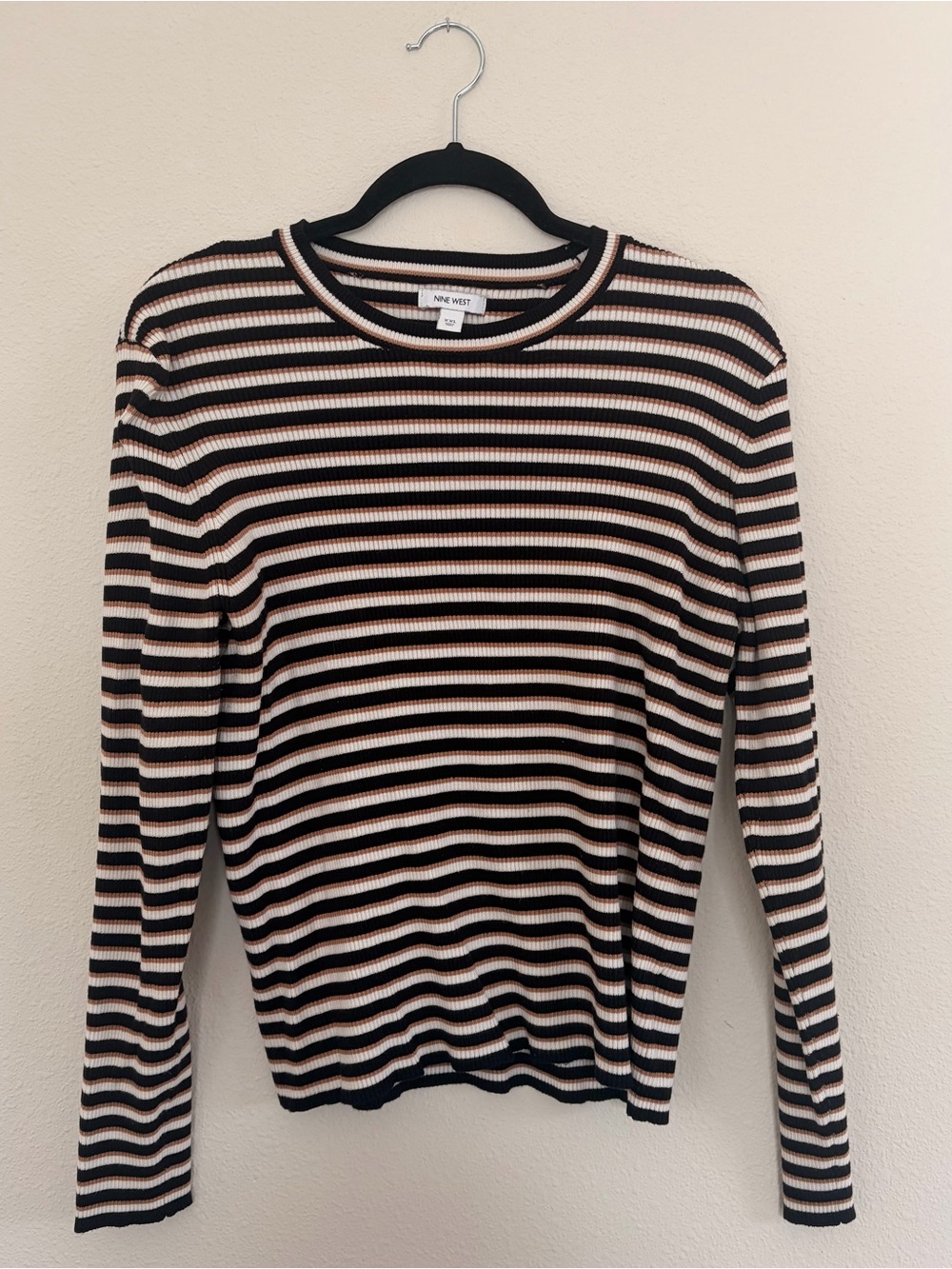 Nine West Striped Ribbed Sweater
